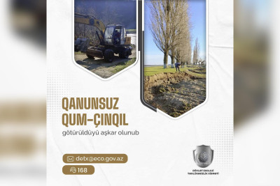 Lənkəran rayonu ərazisindən qanunsuz qum-çınqıl götürüldüyü aşkar olunub