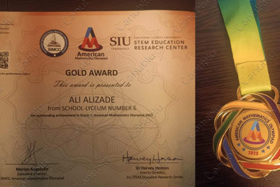 Lənkəranlı məktəbli Beynəlxalq riyaziyyat olimpiadasında qızıl medal qazanıb