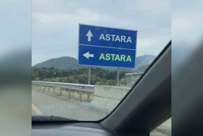 Astarada quraşdırılmış yol nişanı sürücüləri çaş-baş salır