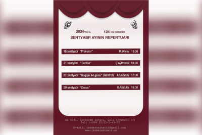 Lənkəran Dövlət Dram Teatrının sentyabr repertuarı