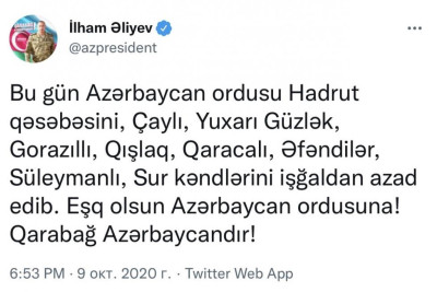 Vətən müharibəsinin xronikası: 9 oktyabr