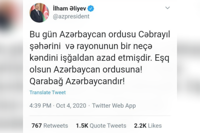Vətən müharibəsinin xronikası: 4 oktyabr