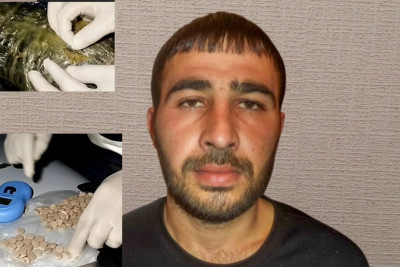Biləsuvarda saxlanılan narkokuryerdən külli miqdarda narkotik vasitə və həblər aşkarlanıb