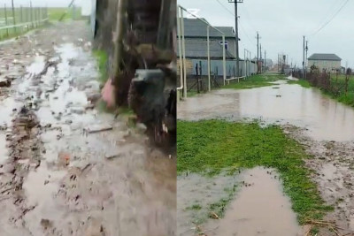 Masallı kəndində uşaqlar məktəbə, böyüklər işə getməkdə çətinlik çəkirlər - VİDEO