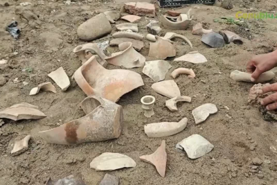 Cəlilabadda sürüşmə nəticəsində arxeoloji tapıntılar üzə çıxıb - VİDEO