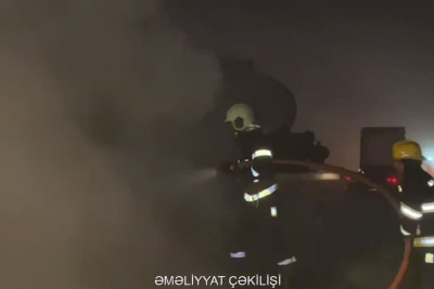 Ələt-Astara magistral avtomobil yolunda yük avtomobili yanıb