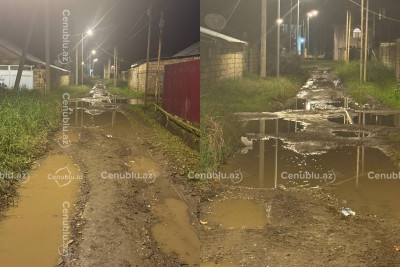 Lənkəranda məktəb və bağçaya gedən baxımsız yol