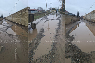 Cəlilabadda kənd yolu çala-çuxur içində