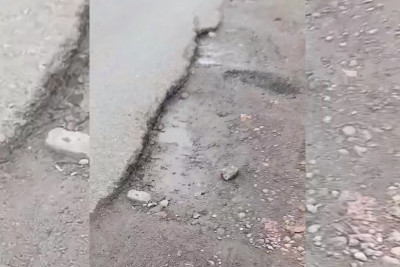 Lənkəranda yol sürücülər üçün təhlükəyə çevrilib - VİDEO